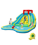Inflatable Mighty Water Park Bouncy Splash Pool Climbing Wall With 735W ... - £438.77 GBP
