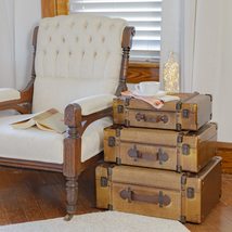 Zaer Ltd. Set of 3 Bamboo Finish Suitcase Trunk Decor (Natural Bamboo) - £216.27 GBP