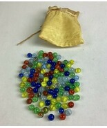 Lot Of 107 Vintage Glass Swirl Marbles In Bag - $19.79