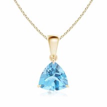 ANGARA Claw-Set Trillion Swiss Blue Topaz Solitaire Pendant in 14K Solid Gold - £287.93 GBP