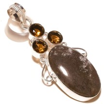 Natural Fossil Coral, Smoky Quartz Gemstone 925 Silver Overlay Handmade ... - £9.43 GBP