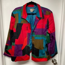 Patrick Christopher Red Purple Geometric Open Front Jacket Womens Plus S... - $23.76