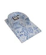 Men&#39;s Shirt By CASILA Turkey Cotton Blend Long Sleeves 501700-01 Blue Fl... - $55.00 CAD