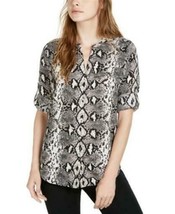 CALVIN KLEIN Womens Top Button Up Roll Tab Geo Print Multicolor Size XS ... - £7.07 GBP