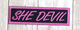 She Devil - Pink Logo Iron On Sew On Embroidered Patch  3 1/2&quot; x 1&quot; - $4.29