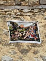 Finished gobelin needlepoint, vintage handmade needlepoint tapestry - $80.00