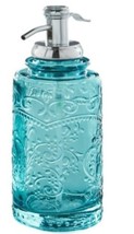 Pioneer Woman ~ Embossed Vintage Style Glass ~ AMELIA ~ TEAL ~ Soap Dispenser - £25.74 GBP
