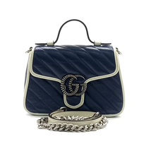 Gucci Gg Marmont Mini Top Handle Bag Women Blue One Size - $1,091.55