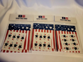 Fourth of July Red White Blue Paper Treat Bags 3x8 Count 1 Sticker Sheet... - $4.99