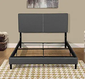 Modern Shrunk Panel Upholstered Platform Bed, Queen Size, Grey - $247.99