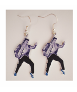 Metal Elvis Dangling Earrings With Swinging Legs And Blue Suede Shoes Pi... - $20.69