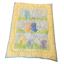 Quilted Baby Crib Blanket Bears Bear Yellow Blue Green Vintage Boy Girl ... - £26.08 GBP