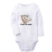 I Love My Mom Funny Bodysuit Baby Animal Koala Romper Infant Kid Jumpsuit Outfit - £7.82 GBP+