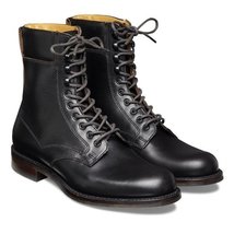 Handmade Ankle Black Genuine Leather Lace-Up Boots Rounded Toe For Men&#39;s - £124.51 GBP+
