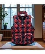 J Crew Women’s Plaids &amp; Checks Print Zippered Puffer Vest Red Blue Size S - $669.02 MXN