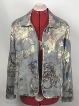 Chico&#39;s  Metallic Gold Paisley Button Closure Day to Evening Jacket Size... - £15.53 GBP