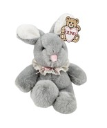 Gund Bunny Rabbit Pudgy Gray Stuffed Animal Pet Toy Fuzzy Lace Collar - £22.70 GBP