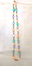 Vintage Fashion  Necklace Pastel and Gold Tone Beads 14.5 inches long - £10.87 GBP