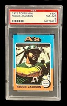 REGGIE JACKSON 1975 TOPPS MINI BASEBALL CARD #300 PSA 8 NM-MT OAKLAND A&#39;s - £141.44 GBP