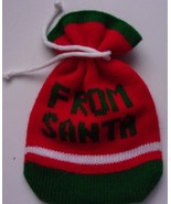 Vintage Knitted Red &amp; Green From Santa Drawstring Goodie Bag - $3.99