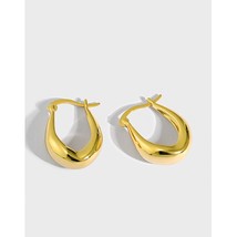 SHANICE 100% 925 Sterling Silver U Shape Hoop Earrings Gold Color Cute Geometric - £14.58 GBP