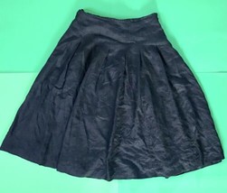 Edward Full Pleated Black Linen Skirt Size 8 Goth Edgy Dark Cottagecore - $15.84