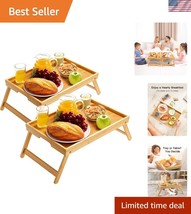 Versatile Bamboo Breakfast Tray Set with Foldable Legs - Easy Storage &amp; Use - $38.00