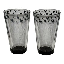 2 Disney Parks Mickey Mouse Head Icon Black Drinking Tumbler Glass Juice... - $39.57