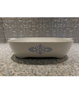 Corning Blue Filligree Scroll Browning Skillet Microwave Casserole - £13.44 GBP