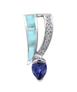 Sterling Silver Natural Larimar &amp; Tanzanite Pendant - $76.24 CAD