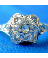Earth mined Diamond Deco Engagement Statement Ring Platinum Filigree Sol... - $13,847.66 CAD