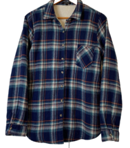 Ambiance Shacket Womens L Soft Fleece blue Plaid Button Front Pockets - $17.15