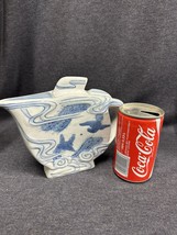 Vintage Asian Teapot with blue Peacocks and white background porcelain - £13.15 GBP