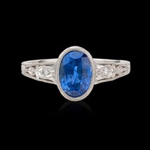14k White Gold Oval Cut Sapphire Engagement Ring Blue Sapphire Wedding Gift Ring - £951.19 GBP