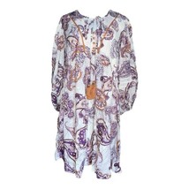 Band of the Free Lyonette Paisley Boho Mini Dress in Cream &amp; Purple, Med... - $17.58