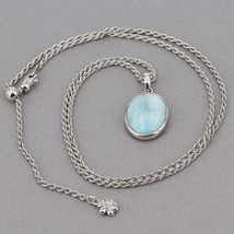 Marahlago Sterling Silver Larimar Oval Pendant Adjustable Rope Chain Necklace - £73.80 GBP