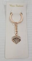 MM) New Fashion Rose Gold Tone Studded Teacher Heart Keychain - $5.93