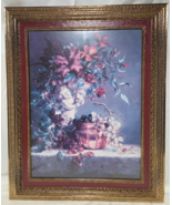 Vintage Retired Home Interior Cherub  Florals-Grapes-Angel Gold Framed 2... - $1,818.01 MXN