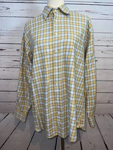 Peter Millar Shirt Medium IMPERFECT Cotton Plaid Long Sleeve Button Front - $19.23