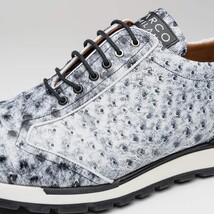 Hand painted genuine ostrich quill Sneaker Shoes Scanno Newspaper gray image 3