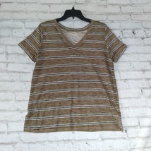 Mudd Roadtrip Tee Womens Size Medium Brown Blue Striped Tshirt Short Sleeve - £9.63 GBP