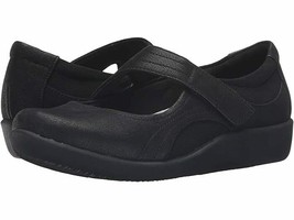 NEW CLARKS  BLACK COMFORT MARY JANE WEDGE FLATS SIZE 7.5 M  8 M SIZE 8.5... - £41.86 GBP+