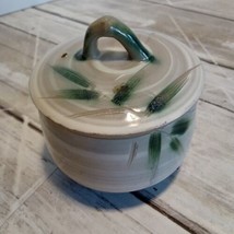 Vintage OMC Japanese Stoneware Bowl with Lid Foilage/Bamboo Leaves Design  - $9.85
