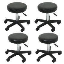Set Of 4 Leather Adjustable Stools Swivel Chairs Facial Massage Spa Salo... - $161.99