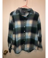 Lands End Womens SZ 14 Petite Plaid Flannel Long Sleeve Button Front Shi... - €11,16 EUR