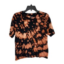 Tie Dye Kids Youth Shirt Size S 4-6 Black Orange Home made Pocket Tee - £11.04 GBP