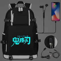 Anime Demon Kimetsu No Yaiba Luminous Backpack Teenager School Multifunction USB - £56.77 GBP