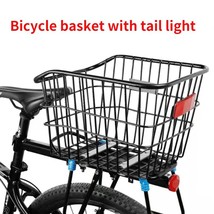 Bicycle Rear Basket with Tail Light Foldable Bicycle Basket Student Bag Basket C - £60.48 GBP