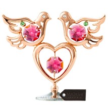 Rose Gold Plated Love Doves and Heart Table Top Ornament By Matashi Crys... - $15.99