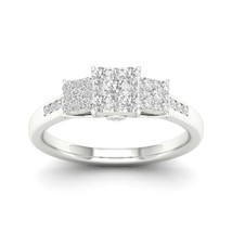 10K White Gold 1/2ct Diamond Three Stone Cluster Engagement Ring - £391.67 GBP